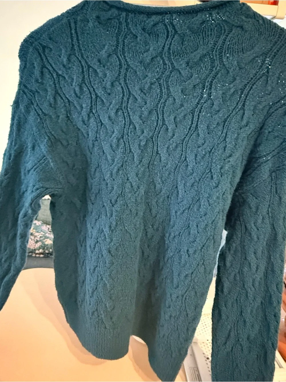 J.Crew Cable Knit Crewneck Sweater - Dark Teal